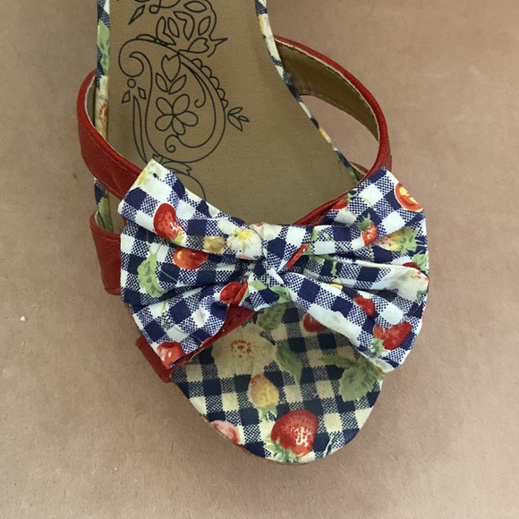 Funky Red Jellypop Sandals with Gingham Bow - Sz 10 - Picture 4 of 12